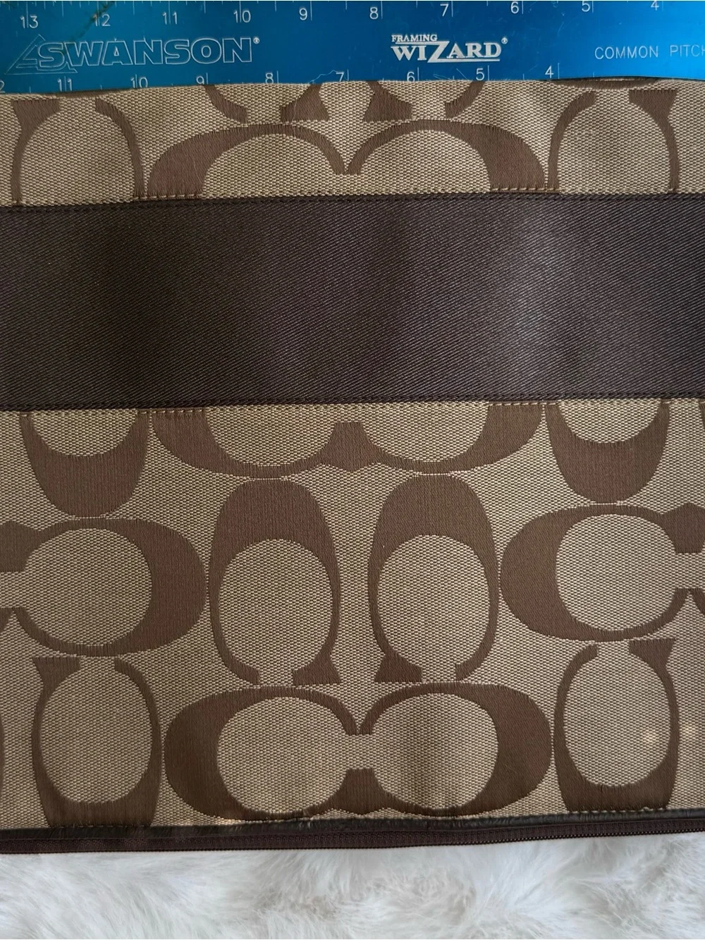 Coach Tan and Brown Signature Laptop Sleeve